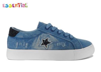 China Low Casual Canvas Sneakers / Ladies Casual Shoes Comfort Soft Washed Denim Upper for sale