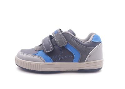 China Two Velcros Casual Canvas Shoes Low Cup Casual Sport Shoe  Grey / Blue Color for sale