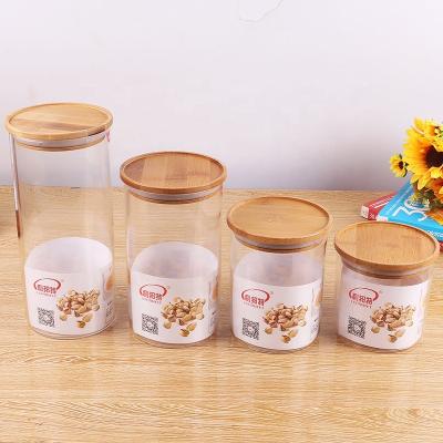 China Viable Hot Sale Mini Small Household Kitchen Refrigerator Storage Bottle Glass Spice Jars With Bamboo Lid GS131E for sale