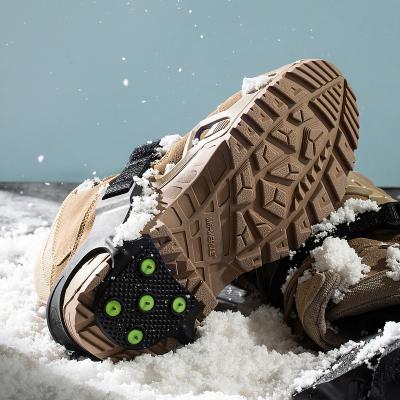 China Anti Slip Ice And Snow Grips Over Shoe / Boot Traction Cleat Rubber Studs Slip On 10-Stud Anti Slip Spikes Stretch Shoes for sale