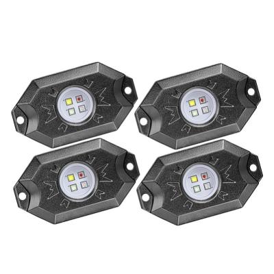 China Offroad Rock Light 4PCS Underglow Lights with App Music Controller RGB and White Rock Light Led Waterproof for sale