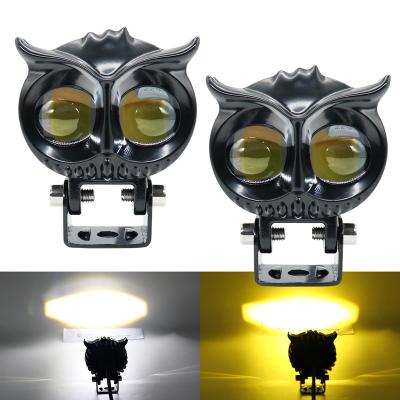 China 2022 Newest Motorcycle Owl Bicolor Led Fog Light Motorcycle Led Headlight Bulb Motorcycle Accessories Universal for sale