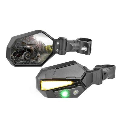 China LED Sideview Reflect Hot-Selling Car Mirror With Green White Turn Signal Lights 1.75 Inch Flange 2Pcs Waterproof Rearview for sale