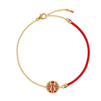 China Wind red rope fashion new year series TRENDY National Day series woven bracelet Chinese style simple bracelet for sale