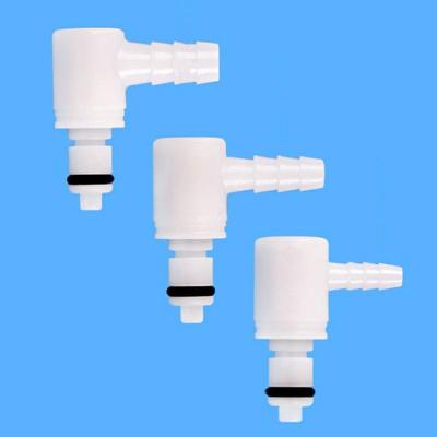 China Assay 90 Degree Elbow Pipe Plastic Male Fitting Non-Valved Valved Quick Connectors for sale