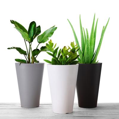 China Eco-Friendly Unique Design Hydroponics Decoration Tall Round Flower Pot With Self Watering System for sale