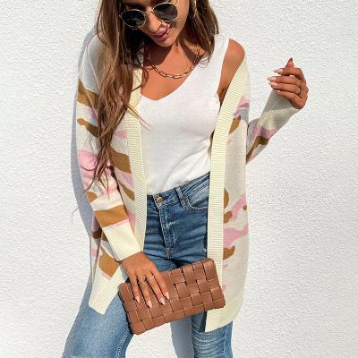 China 2020 Falls Clothing Anti-Wrinkle For Women New Sweater Camouflage Mid Length Knitted Cardigan for sale