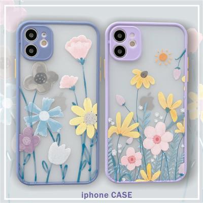 China Cute Dirt-resistant Phone Case For iPhone 11 12 Max XR XS Pro Beautiful Flower Mobile Covers For iphone 7 8 Plus Protector for sale