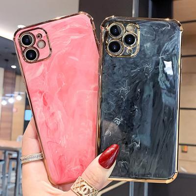 China Luxury Anti-drop Plating Marble Phone Case For iPhone 12 11 Pro Max Silicone Shockproof Protective Cover For iphone 13 Phone Case for sale