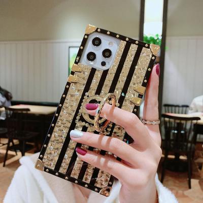 China Luxury Square Dirt-resistant Shockproof Phone Case For VIVO X50 X60 PRO Flower With Ring Holder Cases For VIVO V20 S7 for sale