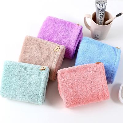 China Custom Made QUICK DRY SPA Womens Turban Soft Super Absorbent Soft Magic Towel With Buttons Twist Wrap Microfiber Hair Towel for sale