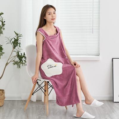 China Child Safe Wearable Microfiber Bath Skirt Towel Robe With Hair Dryer Towel For Sexy Women for sale