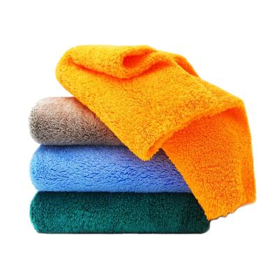 China Much more durable disposable than towel coral absorbent car edgeless 500gsm fleece car wash microfiber cleaning towel for sale