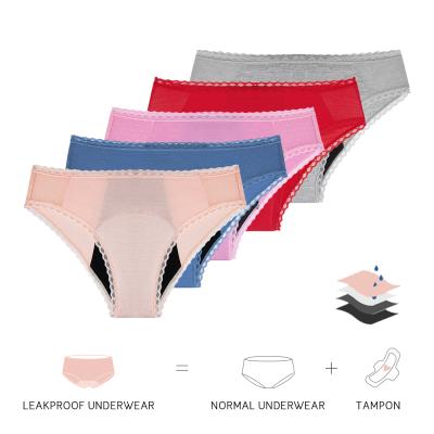 China LYNMISS Antibacterial Lace Up New Colors Period Soft Organic Cotton Panties Bamboo Underwear For Teens Plus Size Menstrual Panties for sale