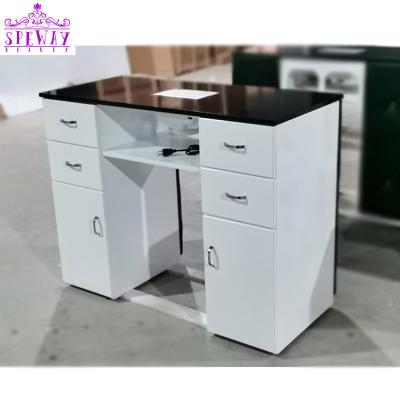 China White Modern Nail Salon Desk Beauty Desk Professional Nail Table Manicure Station White Modern Hand Care Desk With Dust Vacuum for sale