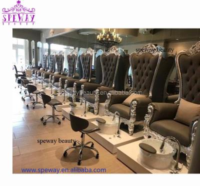 China Luxury Used No Child Pedicure Chair Throne Massage Velvet Plumbing Pedicure Chair 2021 for sale