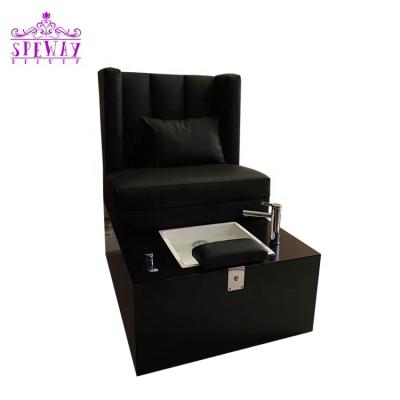 China Luxury UK Popular Nail Salon Elegant Black Pedicure Chairs On Sale for sale