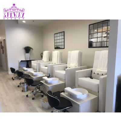 China Luxury Reclining White Simple Whirlpool Pedicure Spa Chairs With Pipeless Jet for sale