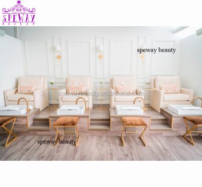 China High Quality Modern Pedicure Spa Salon Chair White Leather Cover With Spray for sale