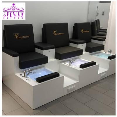 China Cheap luxury salon furniture beauty pedicure massage chair pedicure bar station with color light for sale