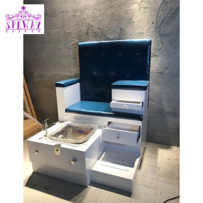 China Luxury custom salon single seater jet pipeless pedicure chairs blue spa pedicure station with vibration massage for sale