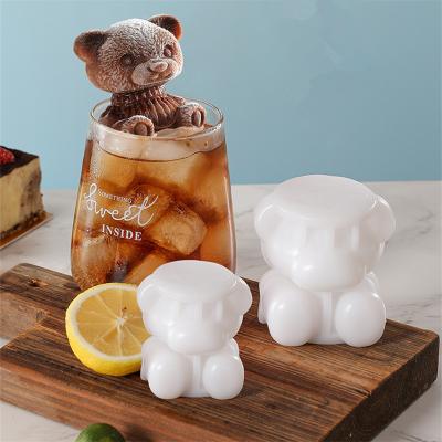 China Viable Hot Amazon Seller Bear Ice Cube Mold Making Trays For Face Cartoon Milk Tea Ice Maker DIY Tools Bear Silicone Ice Mold for sale