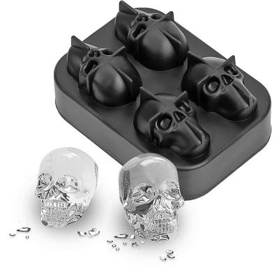 China Amazon Sales Hot Viable Tray Ice Cube Makers 3D Crystal Skeleton Soft Silicone Ice Cube Tray Cube Mold for sale