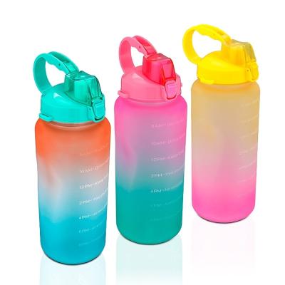 China Stocked Gradient Petg Water Bottle 64oz Portable Outdoor Rise Plastic Water Bottle for sale