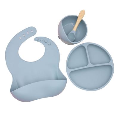 China Cute Amazon Tableware Baby Bombs Dining Silicone Tableware Baby Feeding Dish Feeding Set Whole Set Silicon Suction Dish for sale