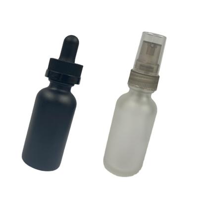 China Wholesale High Quality Durable 1oz Boston Round Glass Bottle With Bamboo Spray Nozzle Dropper for sale