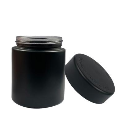 China Wholesale Custom Cosmetic 3 Ounce Black Glass Jar With Black CR Lid For Cosmetic Paste Storage for sale