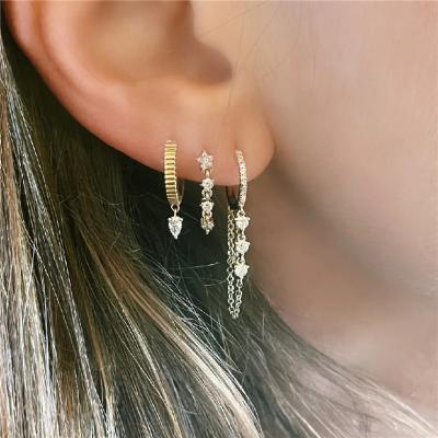 China Decoration/Beautiful/Attractive Shiny Bling 925 Sterling Silver Circles Earrings Water Drop Zircon Circle Dangle Earrings for sale