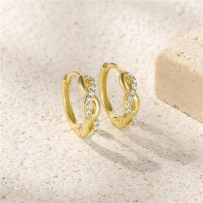 China Decoration/Beautiful/Attractive Creative Silver Earrings 925 Sterling Fried Dough Twist Earrings Luxury Zircon Circle Earrings For Wedding for sale