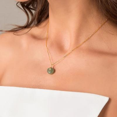 China Fashion/925 Eco-Friendly Natural Green Donuts/Waterproof/Sustainable/Washable Sterling Silver Hetian Jade Safe Buckle Necklace Jade Adjustable Choker Luck Gift for Mother Jewelry for sale