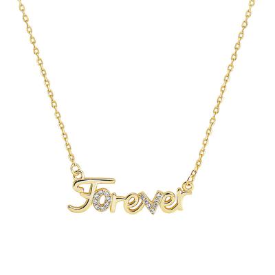 China Letter love stereozirconia necklace 925 Sterling Silver monogram temperament fashion TRENDY forever necklace for sale