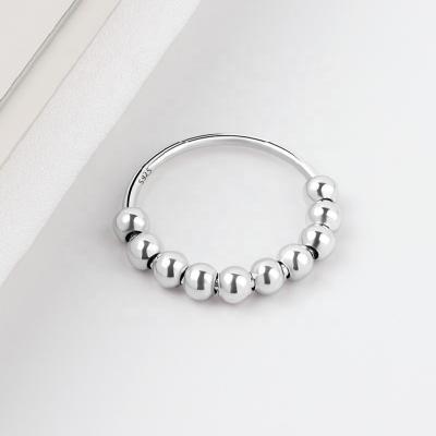 China Wholesale S925 Sterling Silver Women Silver Color Environmental Friendly/Lead Free/Nickel Free/Fashion Reduce Worry Relief Beaded Removable Finger Beads Restless Person Ring Jewelry for sale