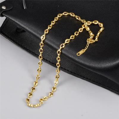 China Fashion/Eco-Friendly/Waterproof/Sustainable/Washable Fashion Hop Statement Pig Nose Chain 18k Gold Plated Stainless Steel Hollow Choker Necklace For Women Men for sale