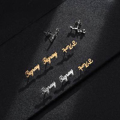 China Funky Lead Free/Nickel Free/Eco-Friendly/Vintage Gold Plated Western Gold Plated Fashion Jewelry Women Letter 18k Stainless Steel Stud Earrings Minimalist for sale