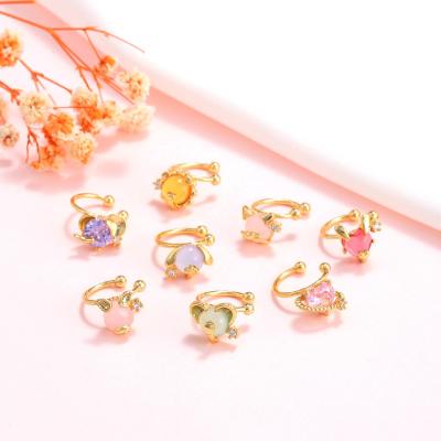 China TRENDY Korean Minimalist 1pc 18k Gold Plated Mini Animals Zircon Heart Ear Bone Clip Cuff Earrings Non Pierced Women Trendy Jewelry for sale