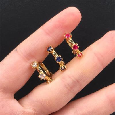 China New 2021 Simple Retro Claw Inlaid Zircon Stud Earring Style Vintage Gold Plated Trendy Jewelry Fashion Gold Plated Circle Earrings for sale