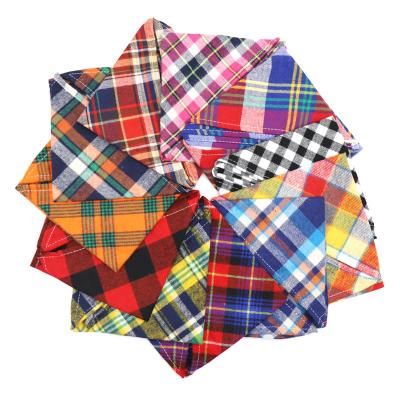 China Viable Comfy Dog Cat Cotton Flannel Bandana Dog Check Bandana Collar Scarf Plaid Bandana For Dog for sale