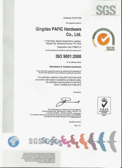 ISO9001 - Qingdao Pafic Hardware Co., Ltd.