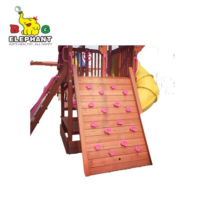 China Wooden Playground Equipment Child Climbing Wall With Rock Holds 1670x914x108mm for sale