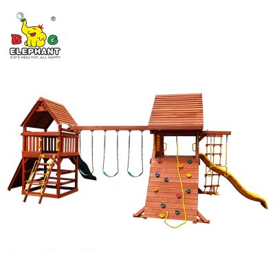 China Pramount Wooden Play Set - Double Outdoor Wooden Garden Kids Play Center For Kids for sale