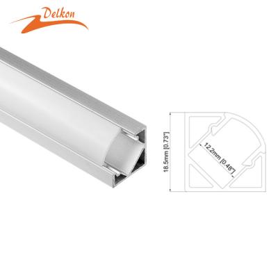 China 1M/PCS Delkon 18.5*18.5mm Decorations Customized 45 Degree Corner Aluminum Profile For LED Strip Light for sale