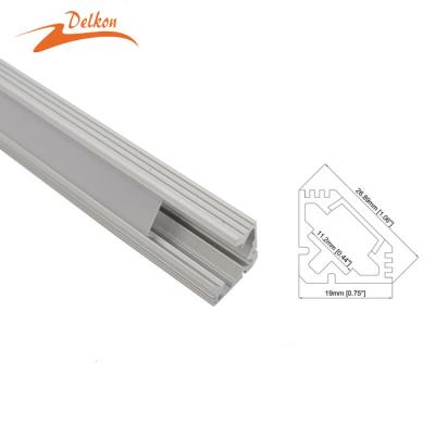 China Decorations 1M/PCS Delkon Corner Profile LED Aluminum Channel LED Profile 19*19mm For LED Strip Light for sale