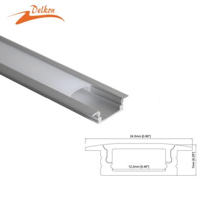 China Decorations 1M/PCS Delkon 25*7mm Slim LED Profile Recessed Aluminum Extrusion LED Profile For Wall And Ceiling for sale