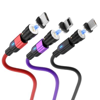 China Best Selling MP3/MP4 Player 3 In 1 540 Degree Rotate Magnetic Fast Charging Cable 3A USB Magnetic Data Cable Multi Charger Micro C Type for sale