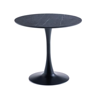 China 18MM People Expandable 3-4 Black Contracted Wind Beautiful And Practical Stone - Like Grain MDF Table For Dining Room for sale