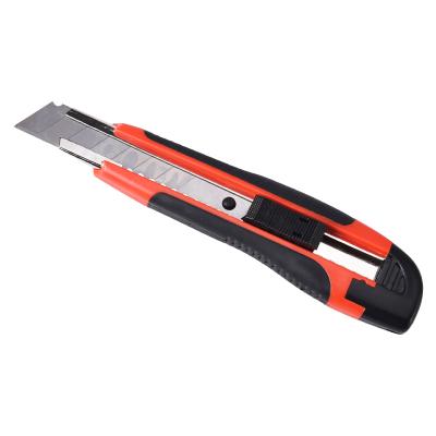 China Wide Blade SK2 Low MOQ 18mm Plastic Utility Knife Push Button Material Saving for sale